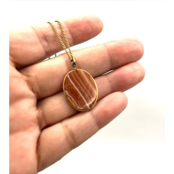 2 Vintage 12k & 14k Gold Filled Chain Agate Necklace 16" and 17.5" - Picture 7 of 8